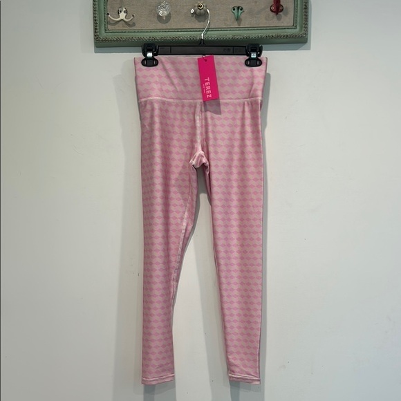Terez Pink full length medium pink clown core diamond Leggings new - Picture 2 of 6